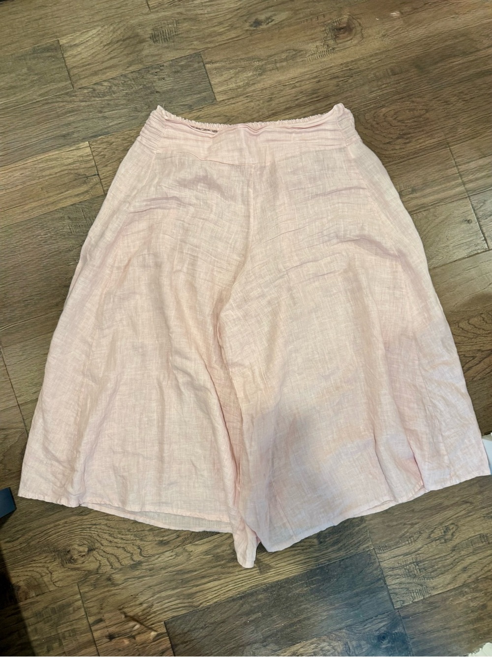 Light Pink Linen Wide-Leg Shorts